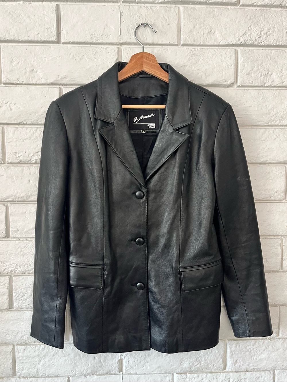Buttery Leather Vintage GIORGIO ARMANI Black Leather Jacket Medium Relaxed Fit
